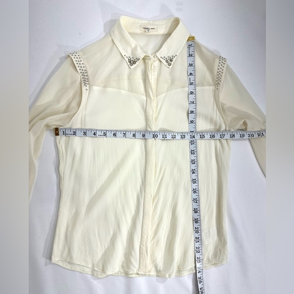 Silence+noise spike collar sheer cream blouse size M - Picture 3 of 9
